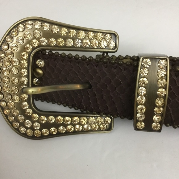 Brown Genuine Leather Studded Belt Womens size SM - Picture 3 of 8